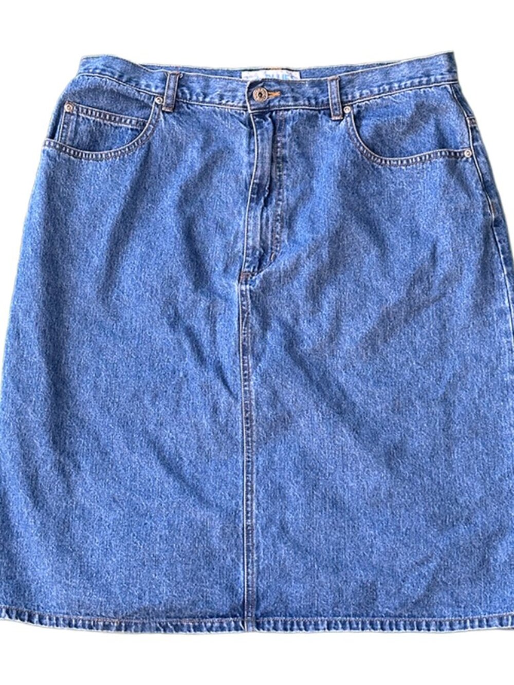 VTG 90s L.A. Blues 100% Cotton Medium Wash Denim Skirt Size 16W (34" Waist)